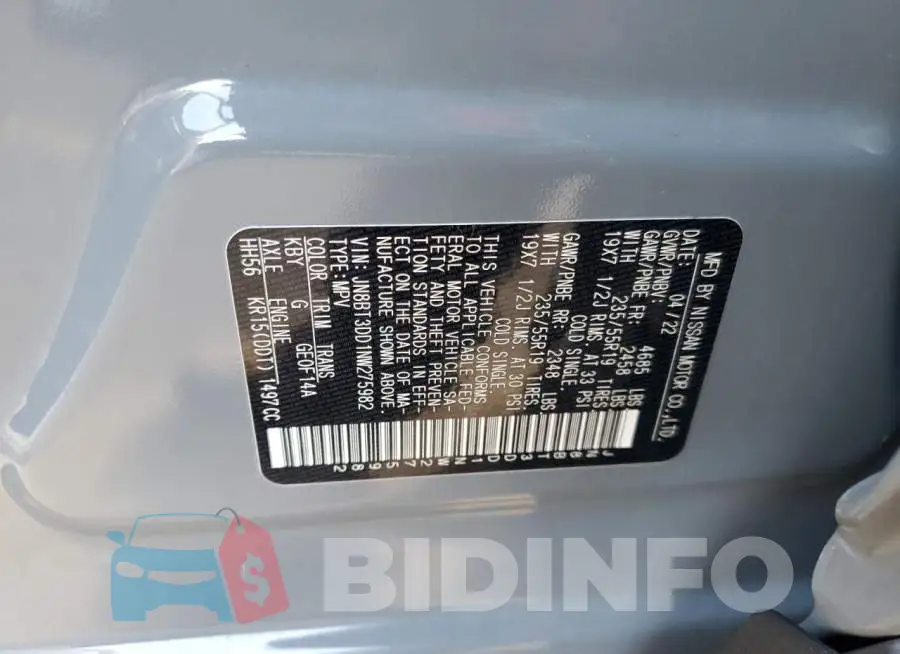 JN8BT3DD1NW275982 Photo# 13