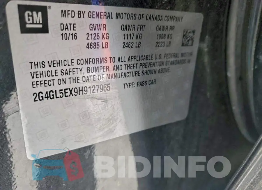 2G4GL5EX9H9127965 Photo# 12