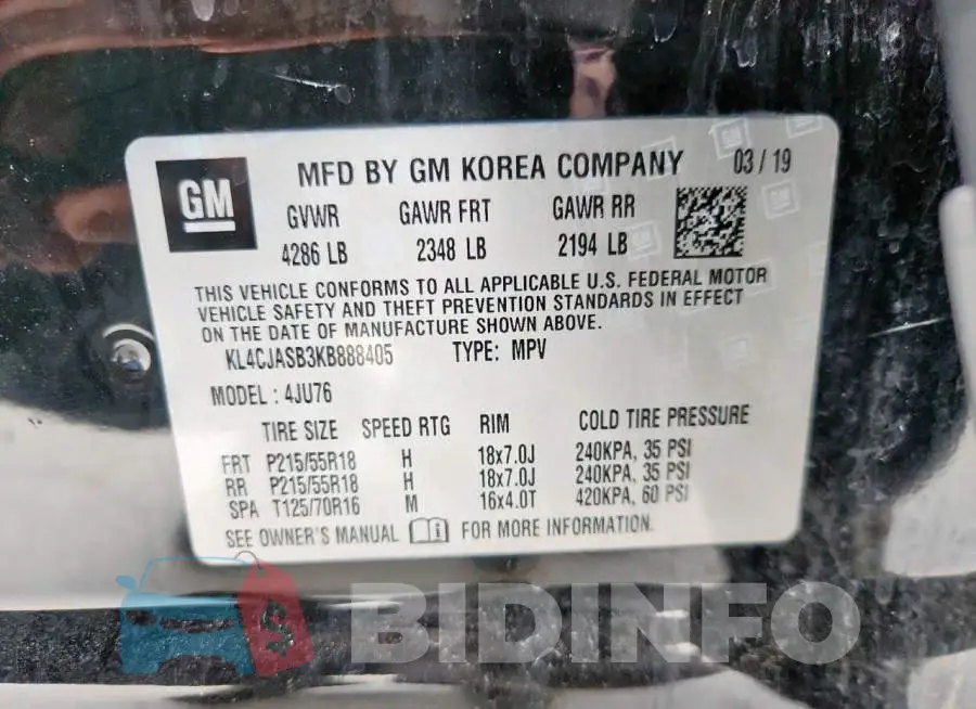 KL4CJASB3KB888405 Photo# 13