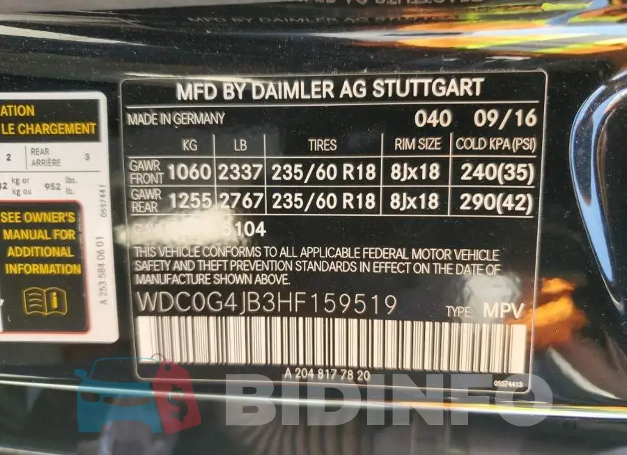 WDC0G4JB3HF159519 Photo# 12