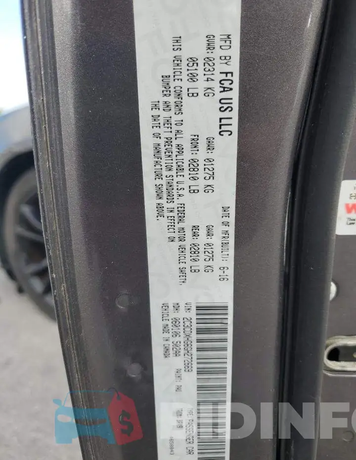 2C3CDXHG6GH272669 Photo# 13