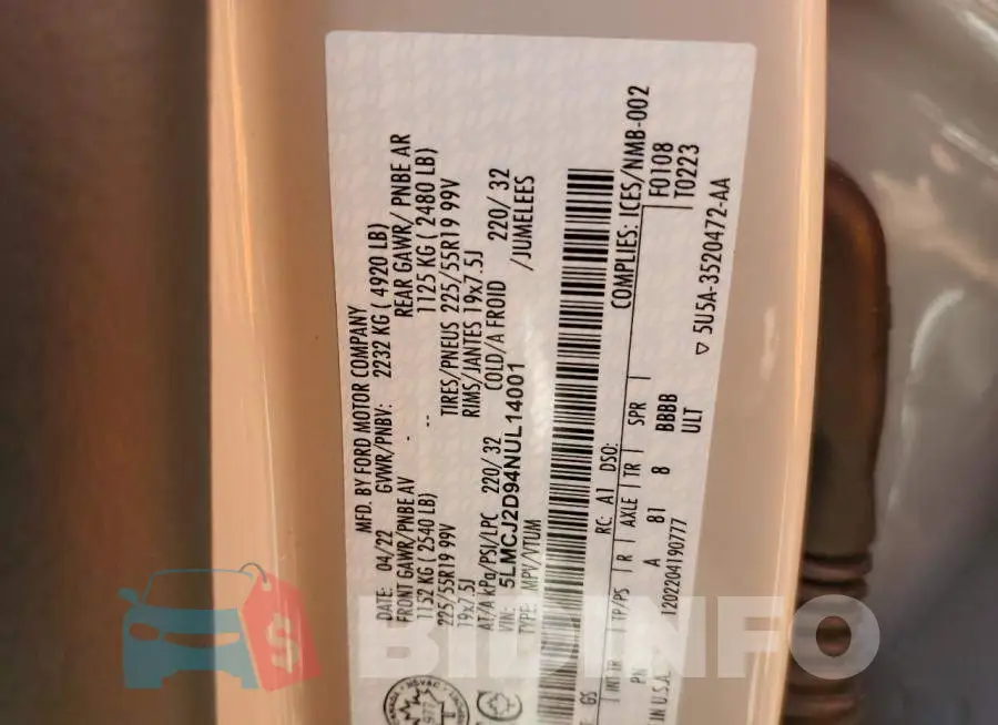 5LMCJ2D94NUL14001 Photo# 13