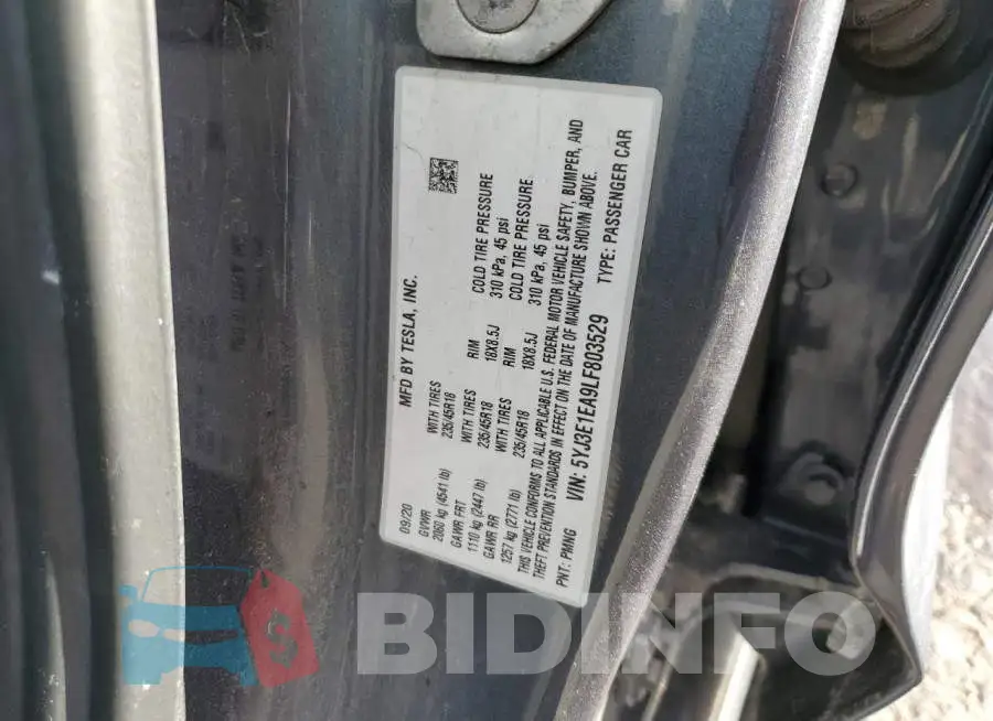 5YJ3E1EA9LF803529 Photo# 12
