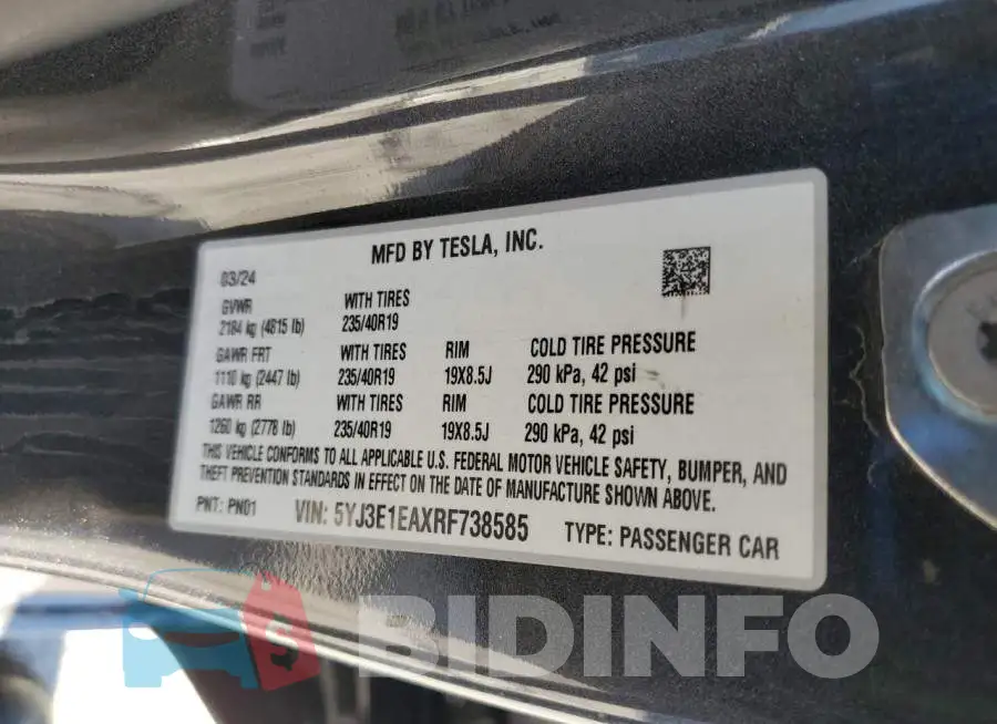 5YJ3E1EAXRF738585 Photo# 13