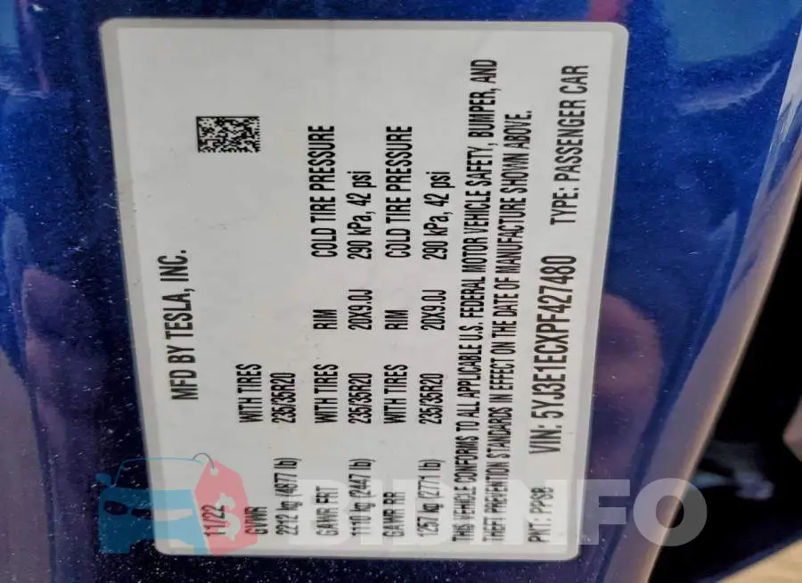 5YJ3E1ECXPF427480 Photo# 12