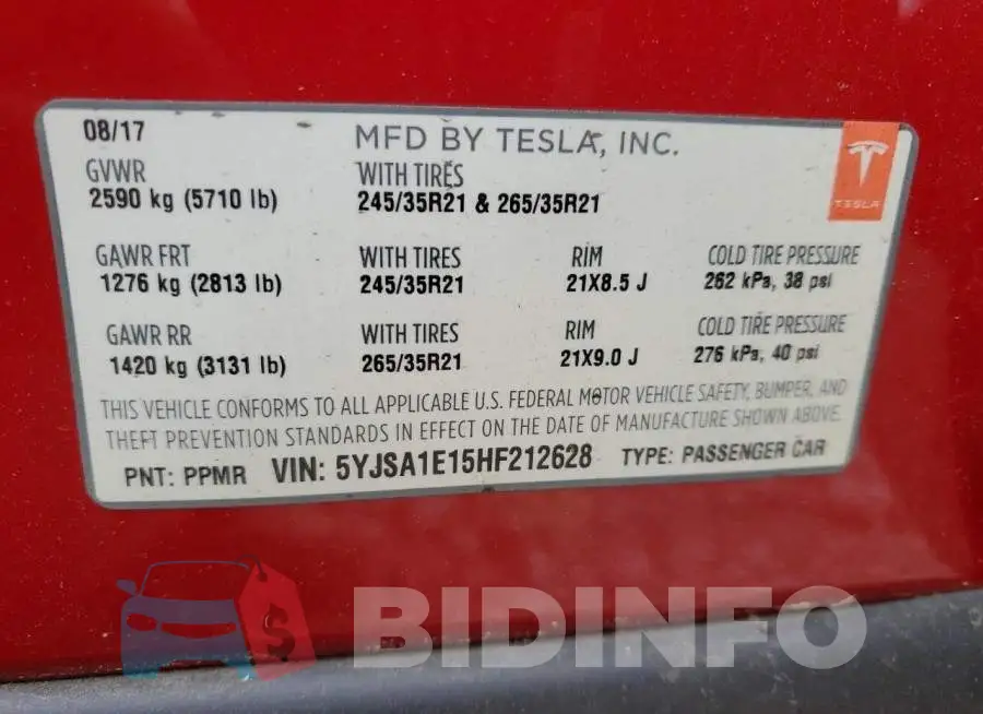 5YJSA1E15HF212628 Photo# 12