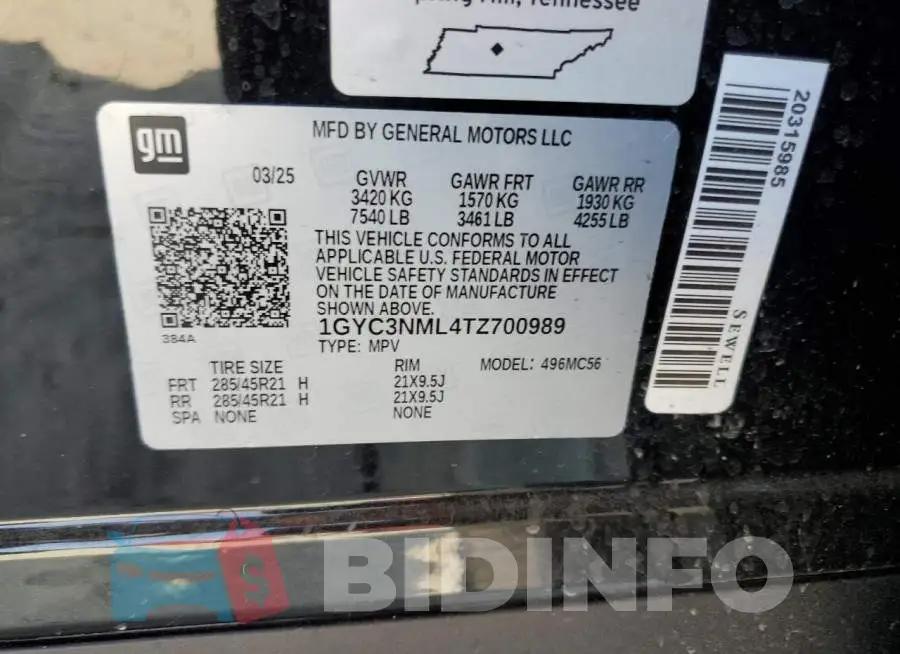 1GYC3NML4TZ700989 Photo# 13