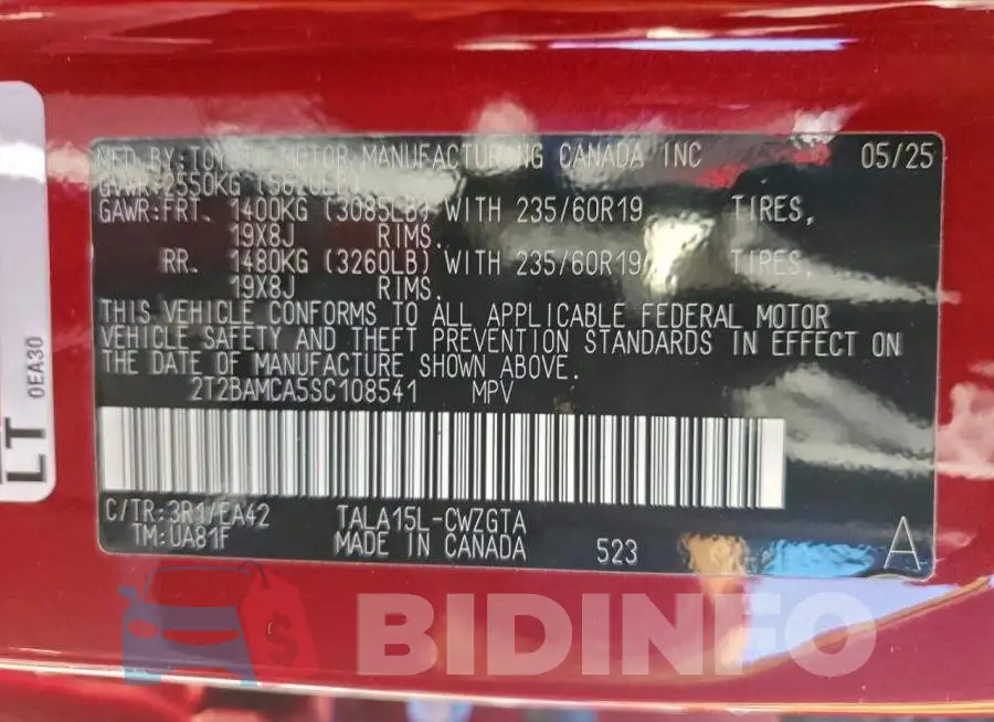 2T2BAMCA5SC108541 Photo# 13