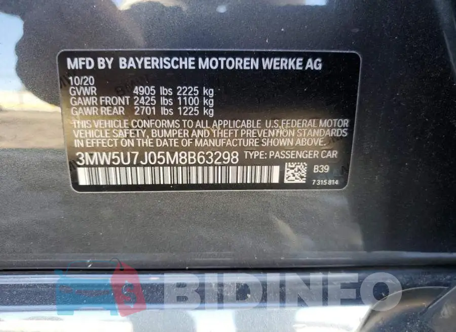 3MW5U7J05M8B63298 Photo# 12