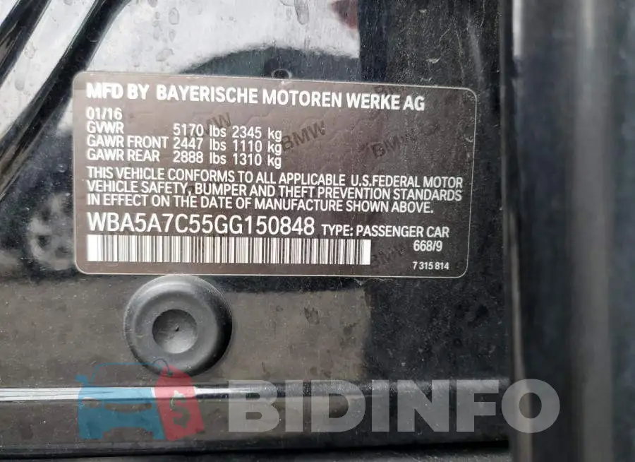 WBA5A7C55GG150848 Photo# 12