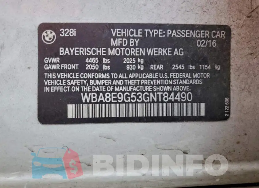 WBA8E9G53GNT84490 Photo# 13