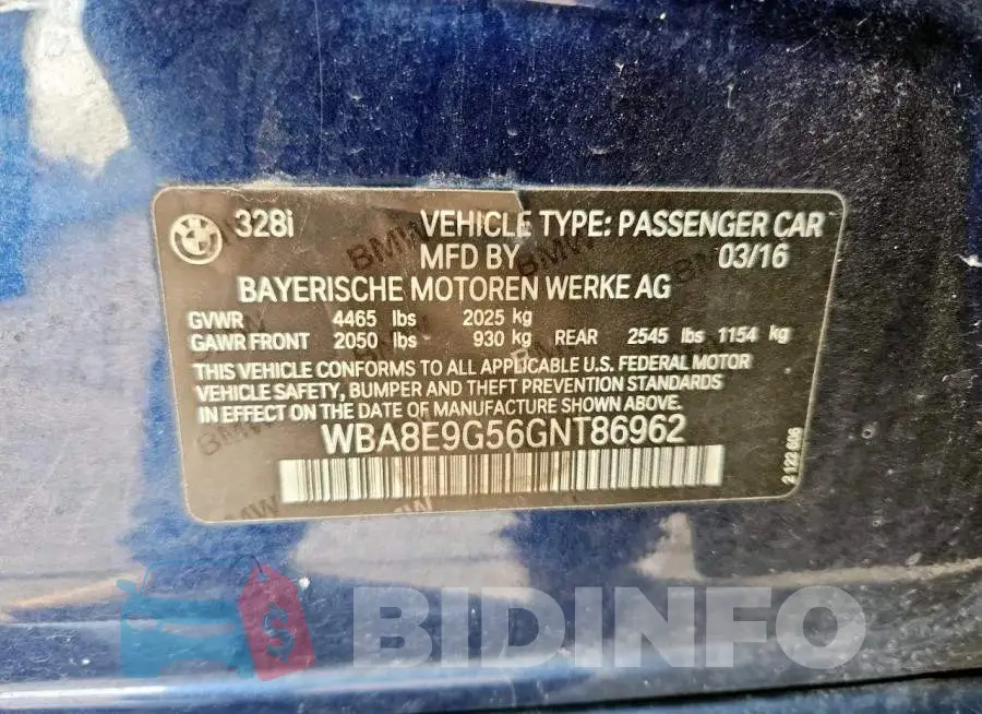 WBA8E9G56GNT86962 Photo# 12