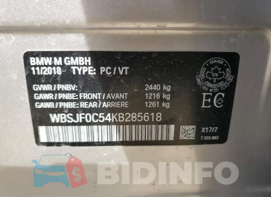 WBSJF0C54KB285618 Photo# 12
