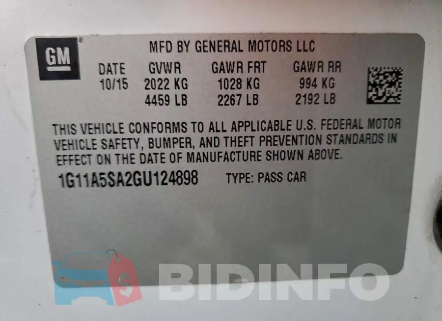 1G11A5SA2GU124898 Photo# 12