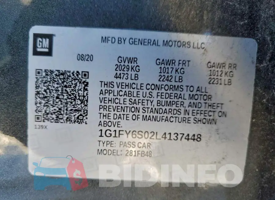 1G1FY6S02L4137448 Photo# 13