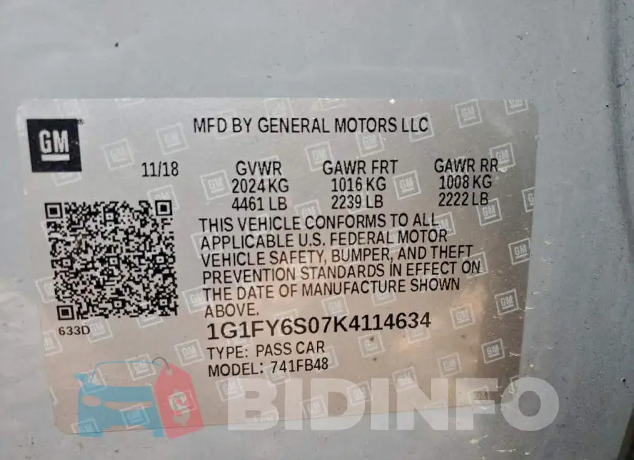 1G1FY6S07K4114634 Photo# 13