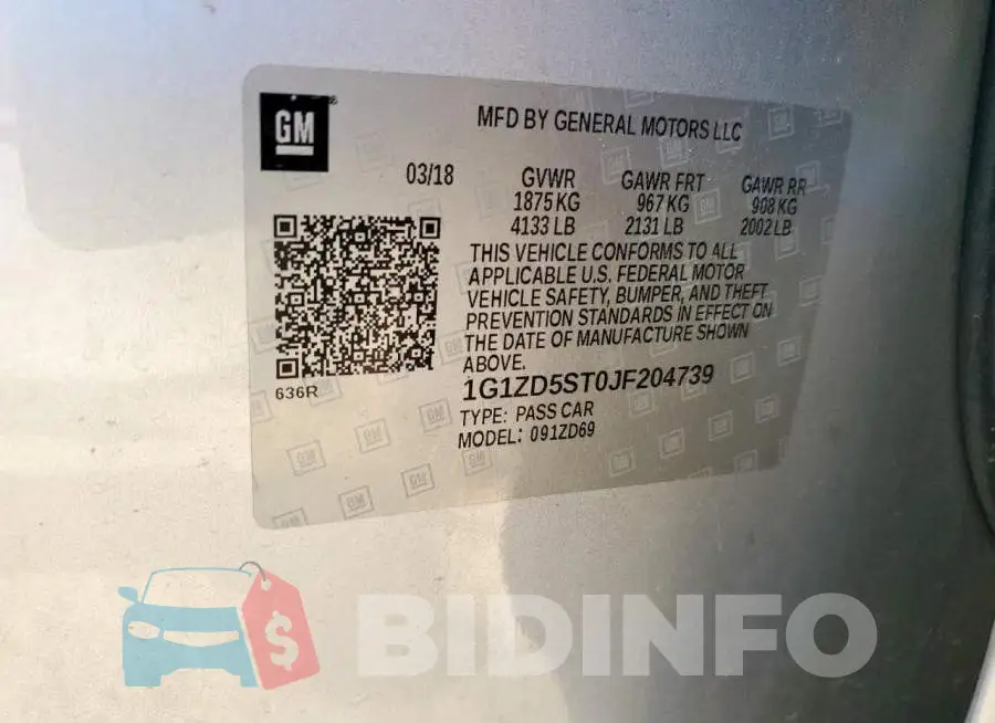 1G1ZD5ST0JF204739 Photo# 13