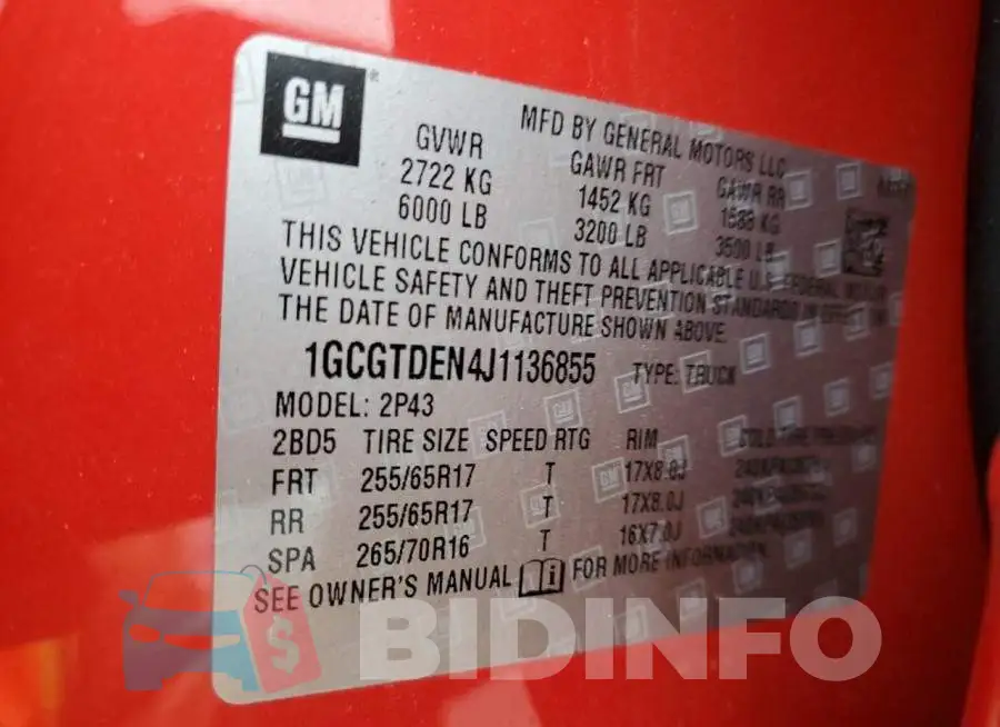 1GCGTDEN4J1136855 Photo# 12