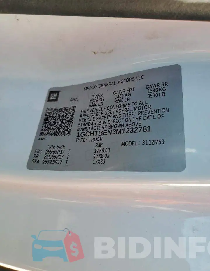 1GCHTBEN3M1232781 Photo# 12