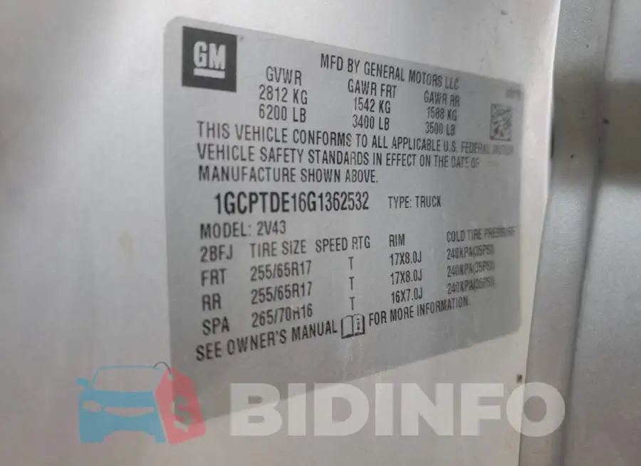1GCPTDE16G1362532 Photo# 12