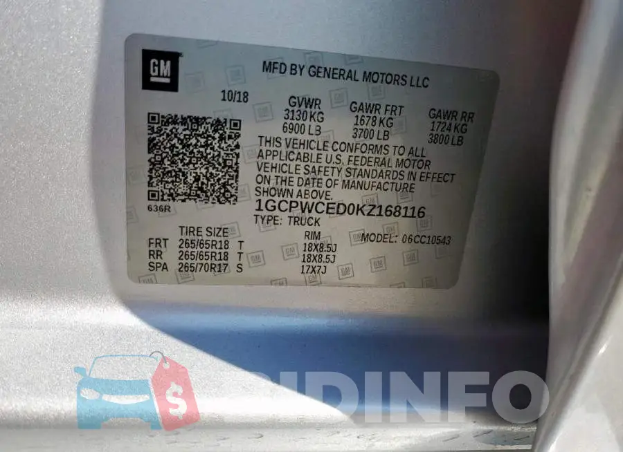 1GCPWCED0KZ168116 Photo# 12