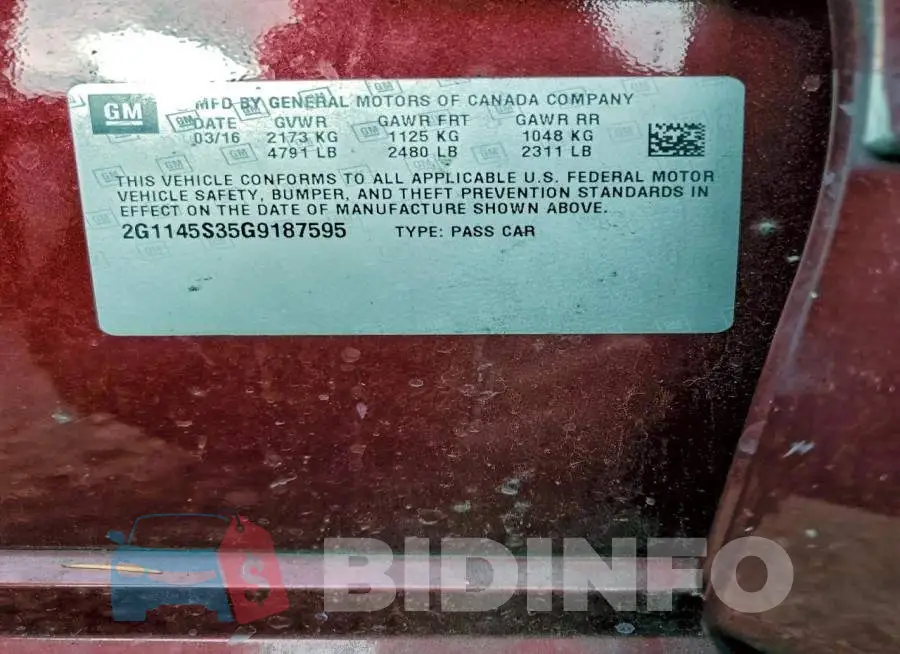 2G1145S35G9187595 Photo# 13