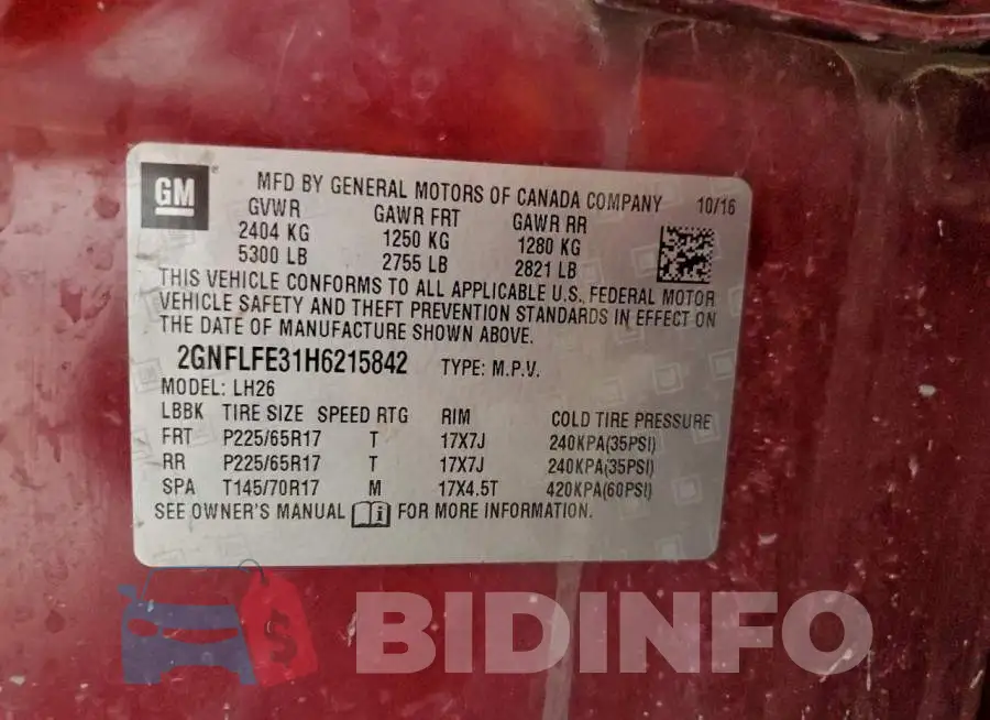 2GNFLFE31H6215842 Photo# 13