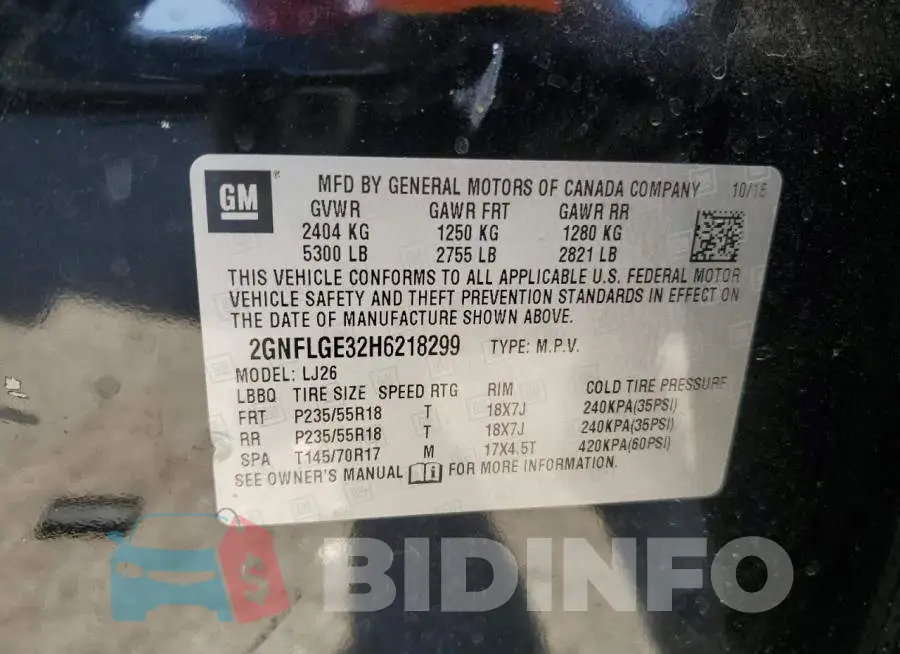 2GNFLGE32H6218299 Photo# 13