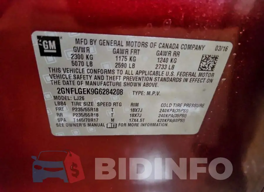 2GNFLGEK9G6284208 Photo# 13