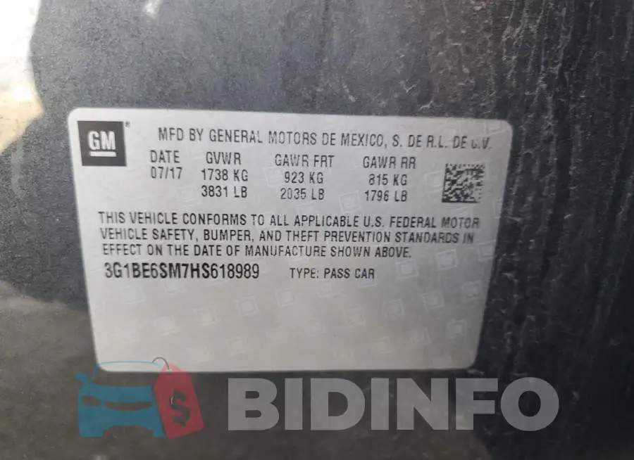 3G1BE6SM7HS618989 Photo# 12