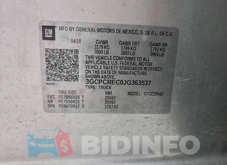 3GCPCREC0JG363537 Photo# 13