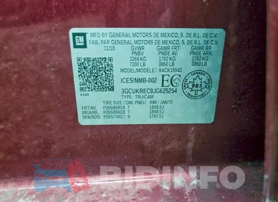 3GCUKREC9JG625254 Photo# 12