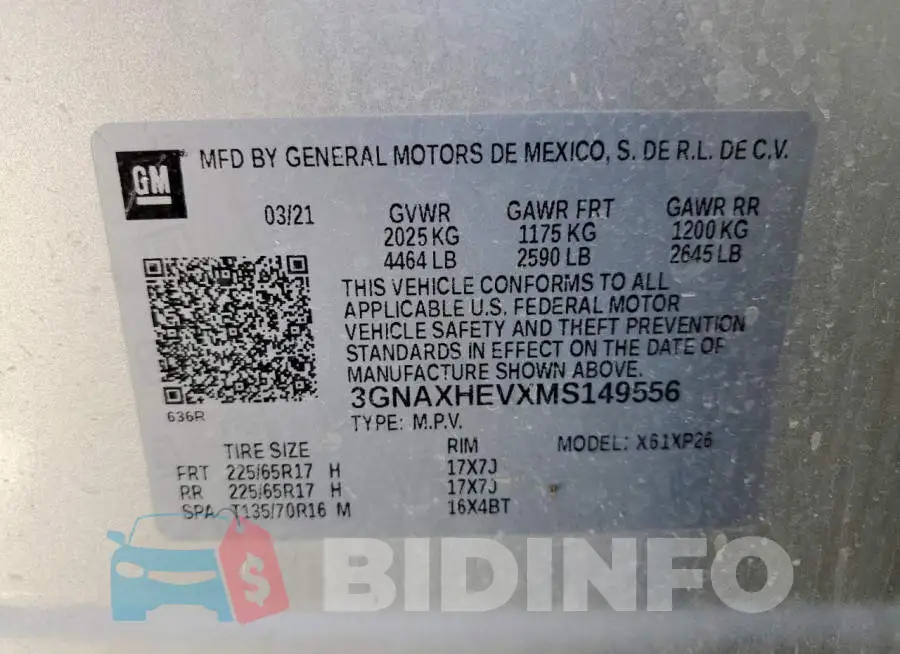 3GNAXHEVXMS149556 Photo# 13