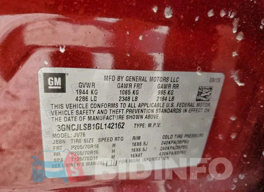 3GNCJLSB1GL142162 Photo# 13