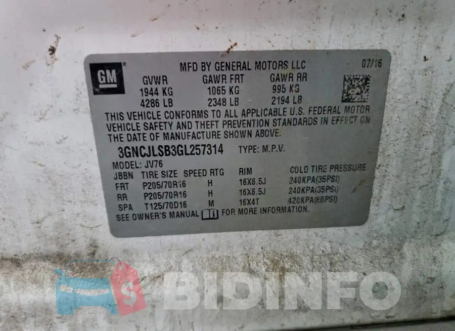 3GNCJLSB3GL257314 Photo# 14