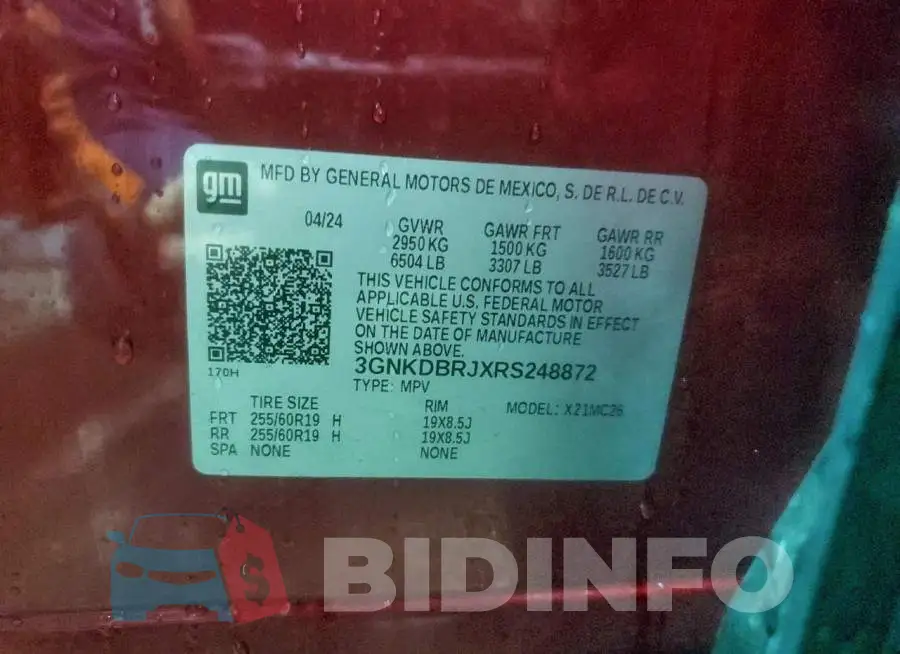 3GNKDBRJXRS248872 Photo# 12