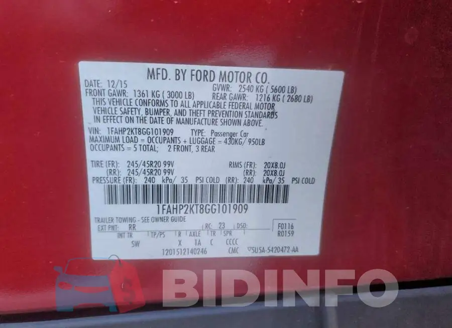 1FAHP2KT8GG101909 Photo# 13