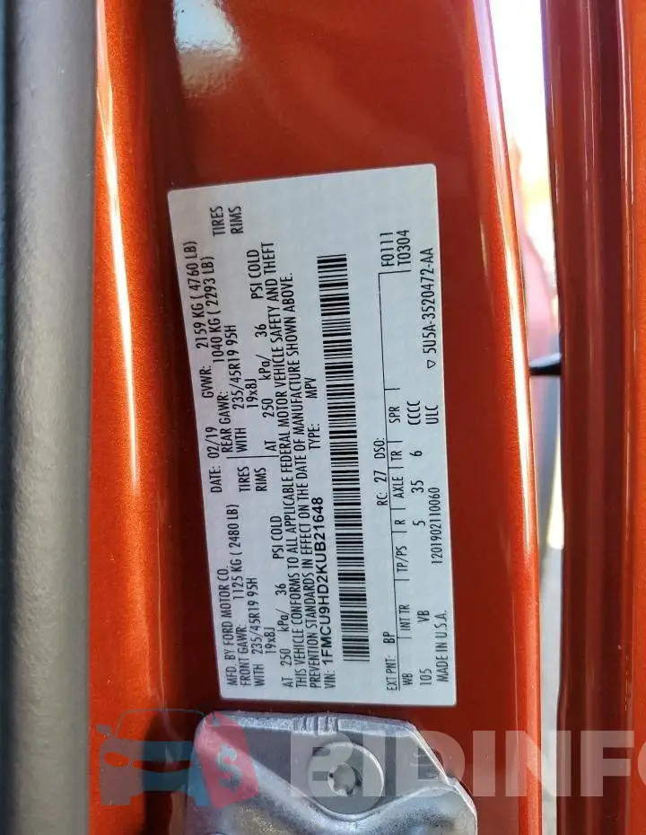 1FMCU9HD2KUB21648 Photo# 13