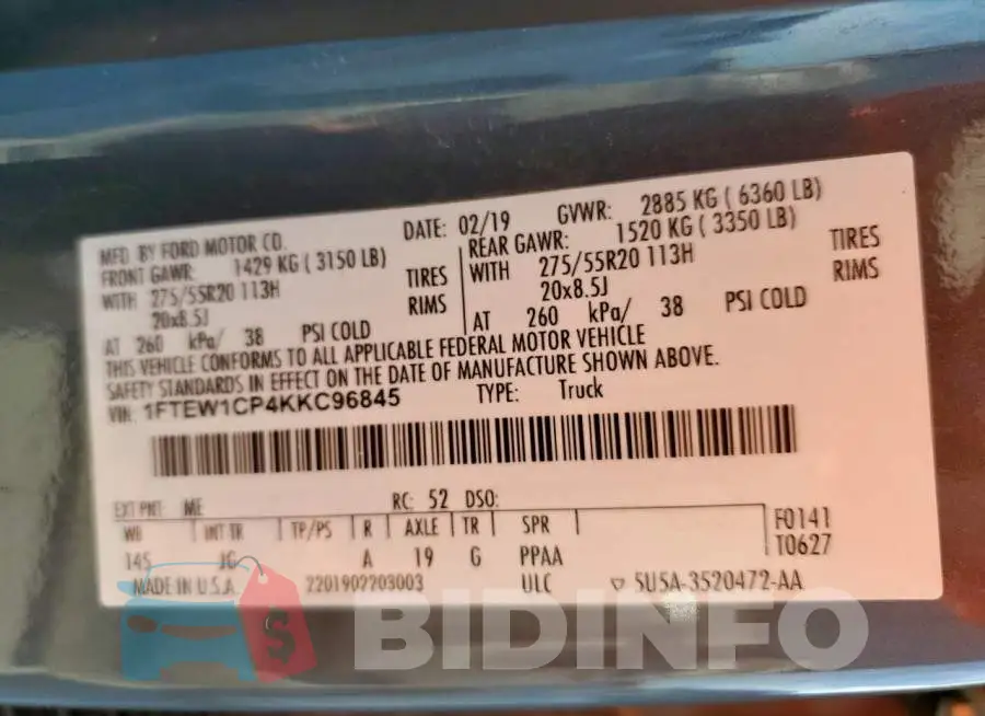 1FTEW1CP4KKC96845 Photo# 12