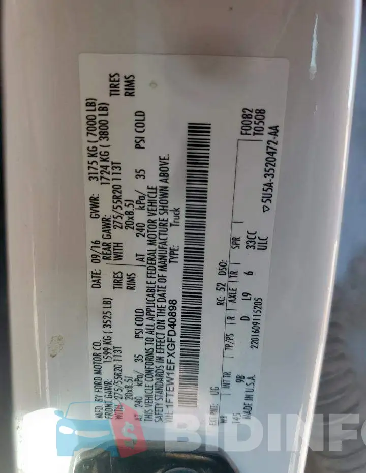 1FTEW1EFXGFD40898 Photo# 12