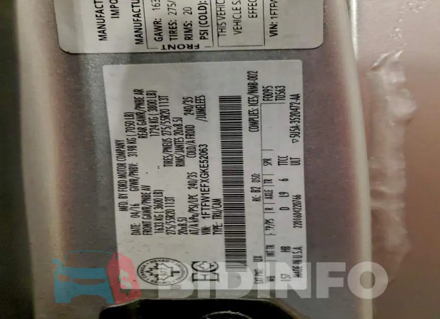 1FTFW1EFXGKE52063 Photo# 12