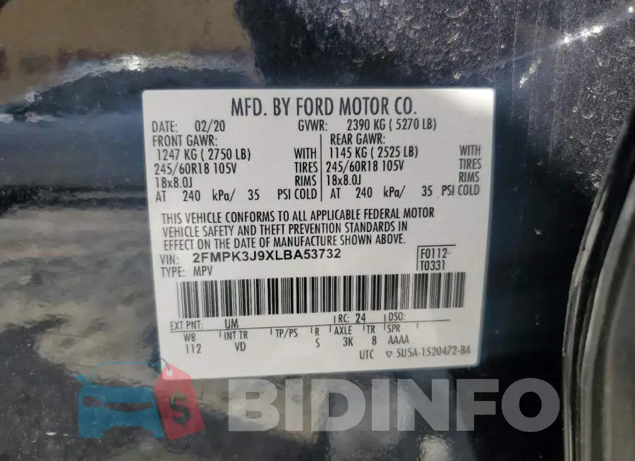 2FMPK3J9XLBA53732 Photo# 13