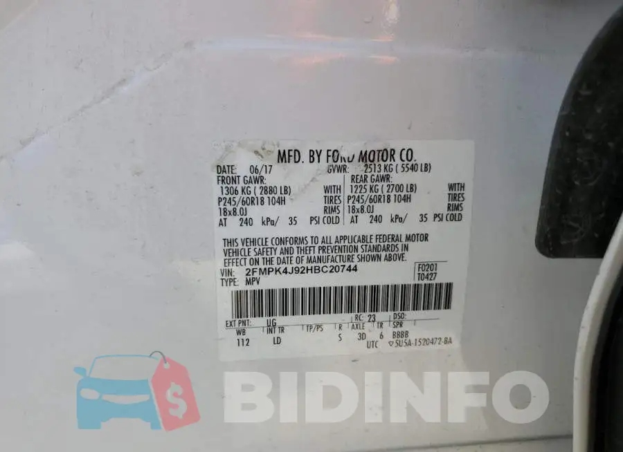 2FMPK4J92HBC20744 Photo# 13