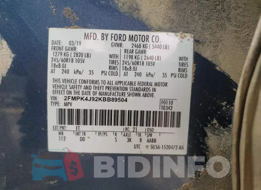 2FMPK4J92KBB89504 Photo# 13