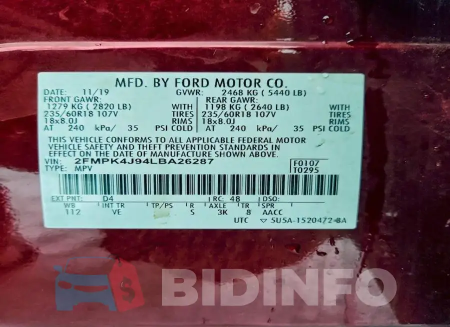2FMPK4J94LBA26287 Photo# 13