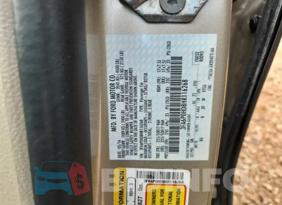 3FA6P0HD8HR116268 Photo# 13