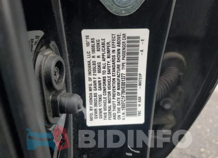 19XFC1F78HE001377 Photo# 12