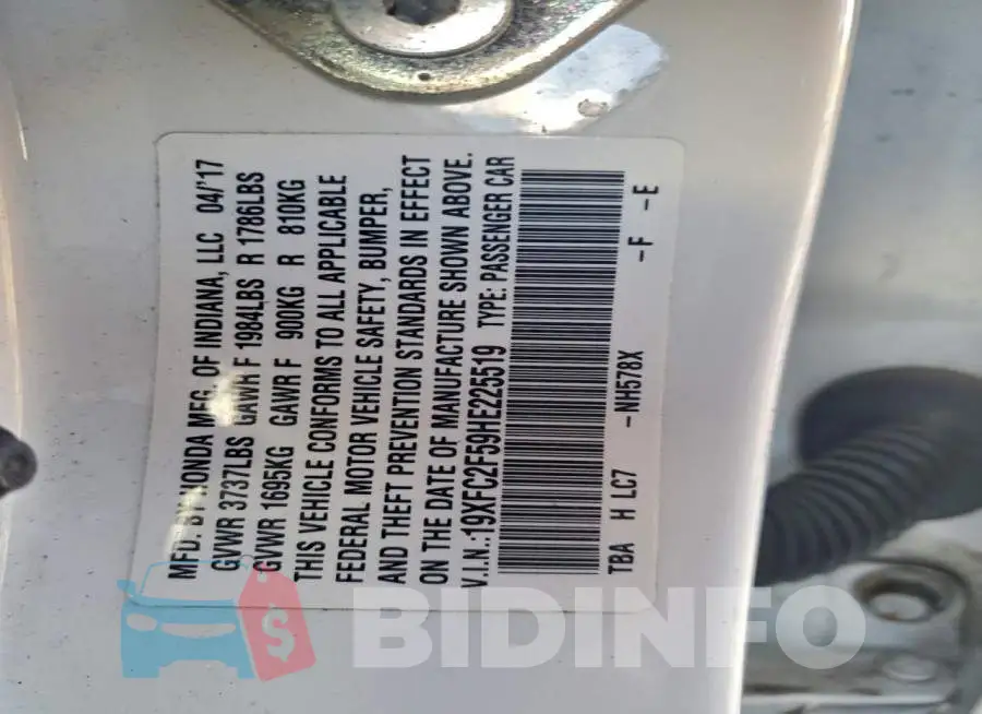 19XFC2F59HE225519 Photo# 12