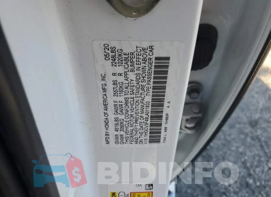 1HGCV3F49LA011833 Photo# 12