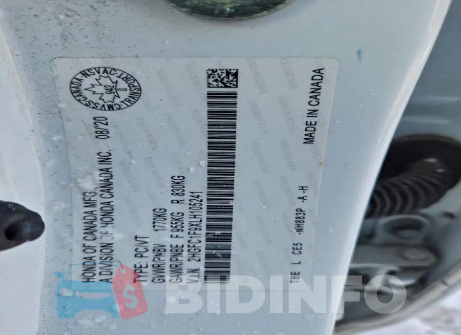 2HGFC1F9XLH105241 Photo# 12